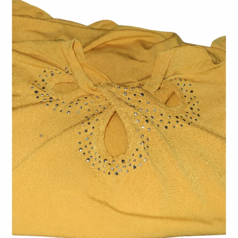 NWT NY Collection Petite Large Marigold  Rhinestone Cutout 3/4 Sleeve Top Blouse - Picture 6 of 6